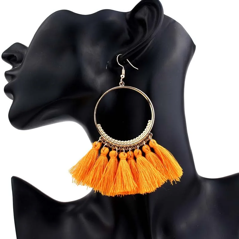 

Seblasy Bohemia Big Tassel Dangles Earrings For Women New Fashion Gold Color Pendants Earrings Making Jewelry Birthday Gift