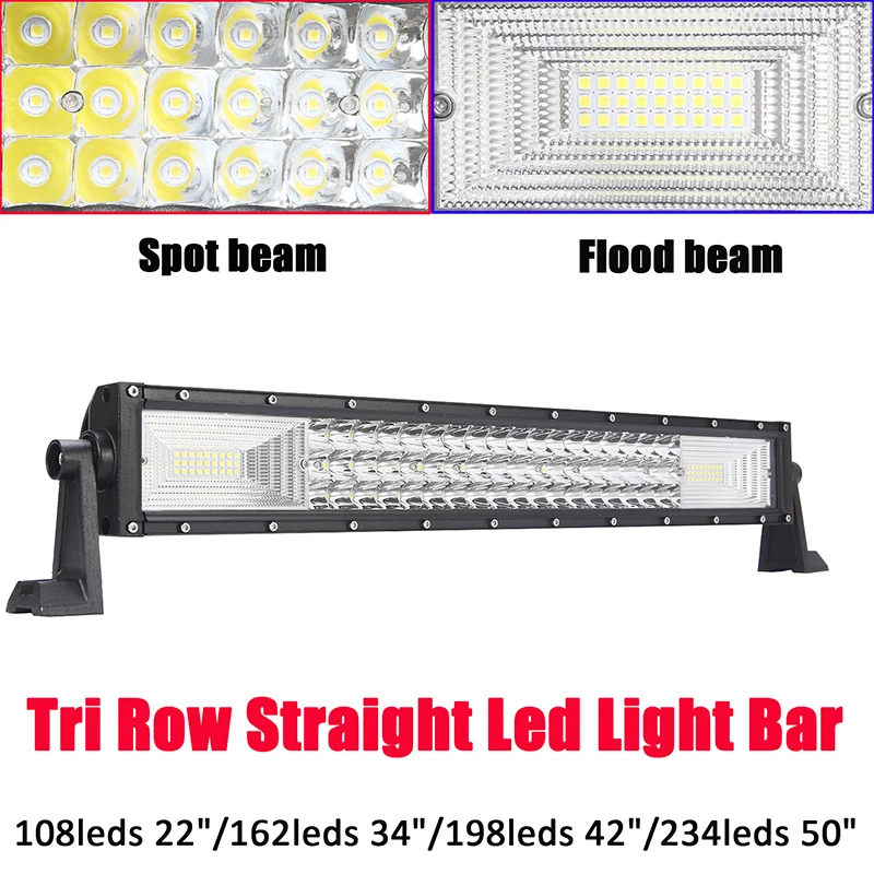 tri row 22 34 42 50 inch straight led light bar offroad combo beam spot flood barra led 4X4 4WD ATV SUV Truck Trailer Camper for Toyota Pickup truck led work driving light bar boat auto car automobile motorcycle farm (1)