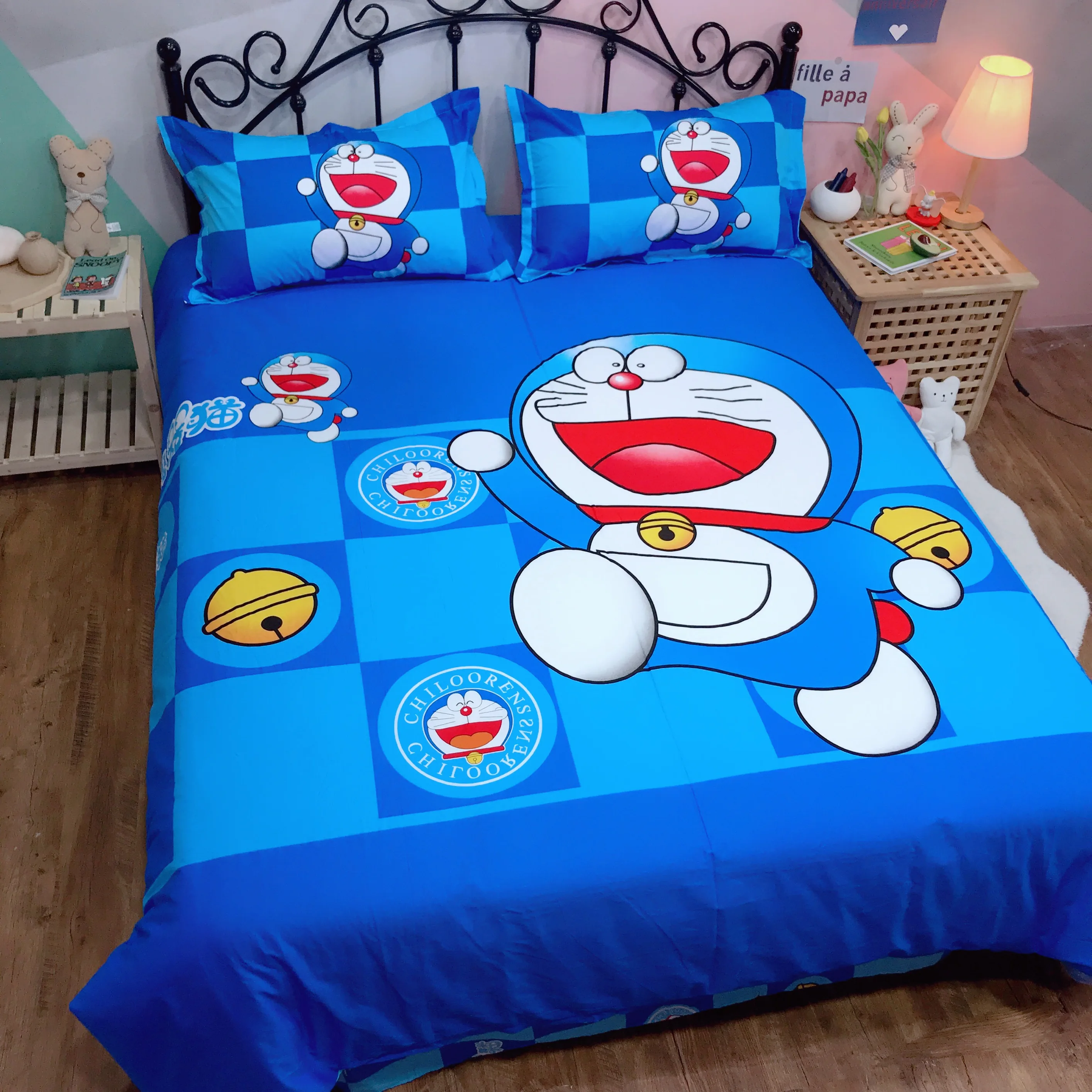 Комплект постельных принадлежностей с рисунком Doraemon детское чистое хлопковое