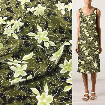 

Floral pattern pure silk Crepe DE chine silk fabric 18momme 45" width by yard,SCDC504