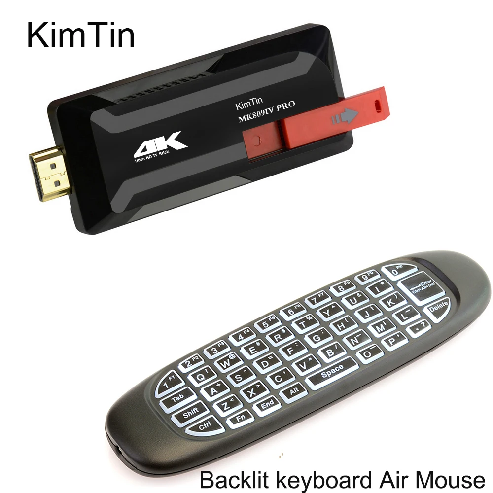 MK809IV Pro RK3229 Quad Core Android 5.1 Smart TV Stcik 2GB 8GB WiFi 3D 4K H.265 Bluetooth TV Dongle W/ C120 Backlit Keyboard