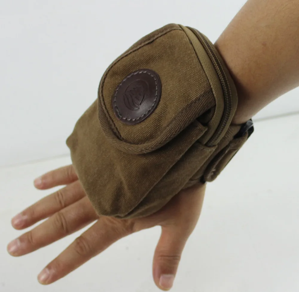 2018 New Men Canvas Vintage Wrist Bag Travel Cell Mobile Phone Belt
