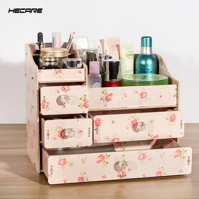 HECARE DIY деревянная коробка для хранения органайзер макияжа ювелирный контейнер