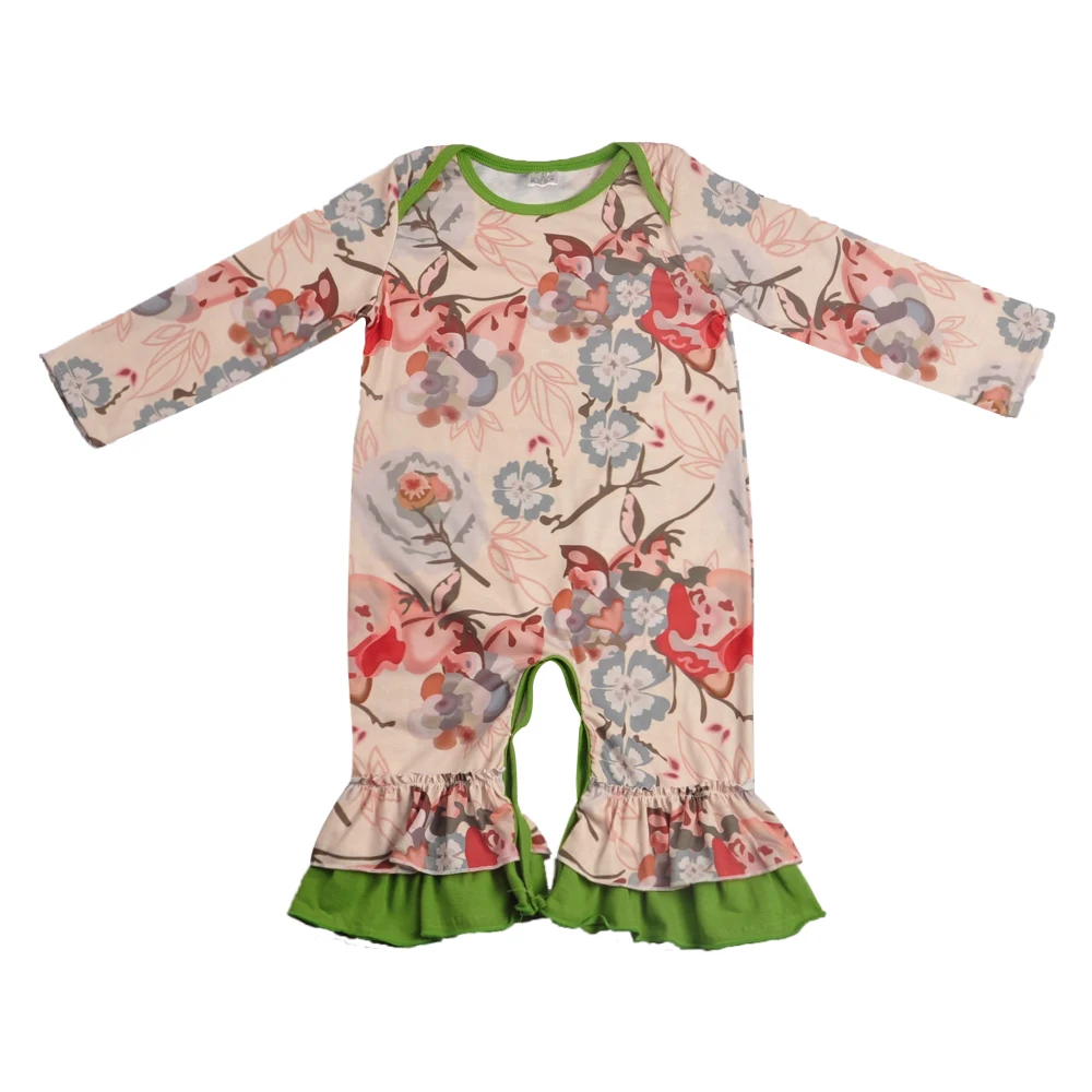 2018 New Design Baby Print Rompers Fall Ruffle Cotton Girl Clothes Girl