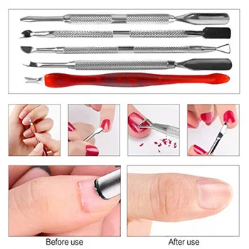 

Nail Polish Remover Clips Set Stainless Steel Cuticle Nippers Pusher Manicure Tools Wipe Cotton Pads Nail Files Nail Brush