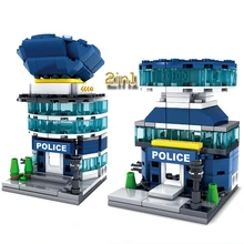 KAZI 131PCS City Mini Architecture Police Station Headquarter Model Building Blocks Children Educational Learning Toys