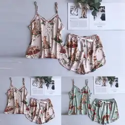 Женские модные летние сексуальные Пижамные шорты на бретельках пижамные комплекты пижамы для женщин