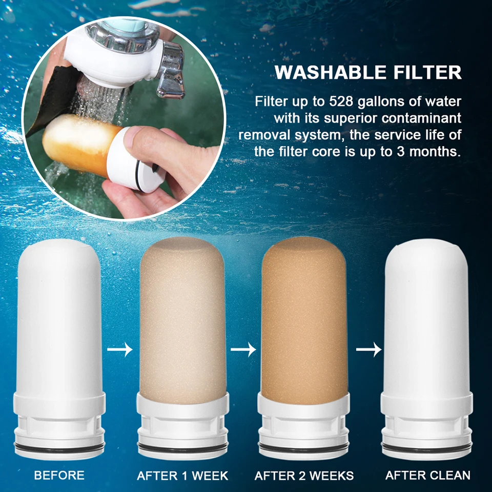 AUGIENB Kitchen Tap Faucet Water Filter Purifier - Activated Carbon Ceramic Cartridge - Reduce chlorine, odor, Contaminants AUGIENB Kitchen Tap Faucet Water Filter Purifier - Activated Carbon Ceramic Cartridge - Reduce chlorine, odor, Contaminants