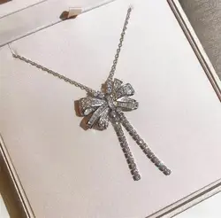 ZOZIRI люксовый бренд бантом ожерелье для женщин Медь Jewelry 3A кубического циркония вечерние кулон