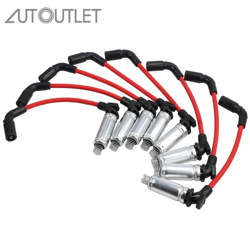 Autooutlet 8 шт. высокая производительность свечи зажигания провода зажигания для CHEVY GMC Свеча зажигания набор проводов для 1999-2006 Chevy GMC