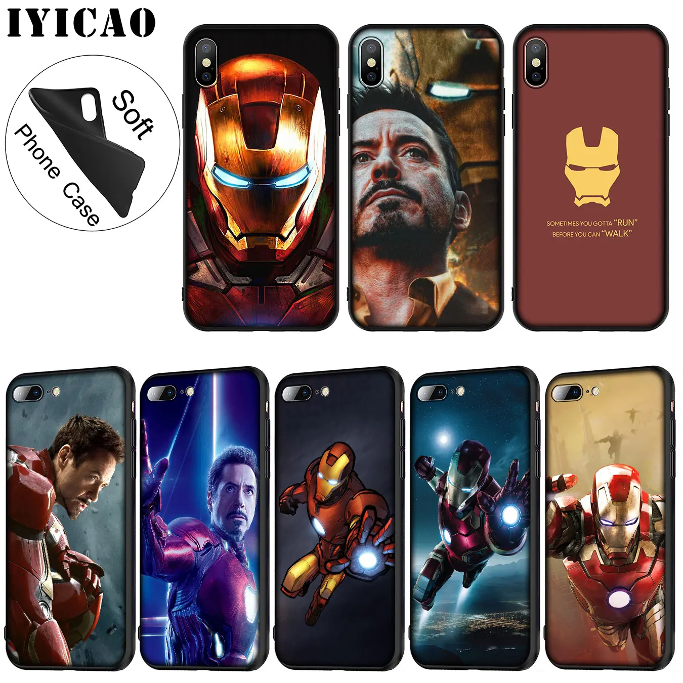 IYICAO Железный человек Marvel Мягкий силиконовый чехол для телефона iPhone XR X XS 11 Pro Max 6 6S 7