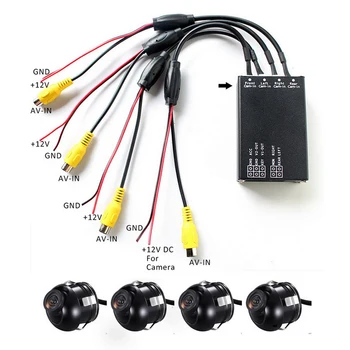 

hot!! 4PCS Rear View Back UP Cameras 4 Way 360 View Cameras Switch System For Rear Left Right Front Camera