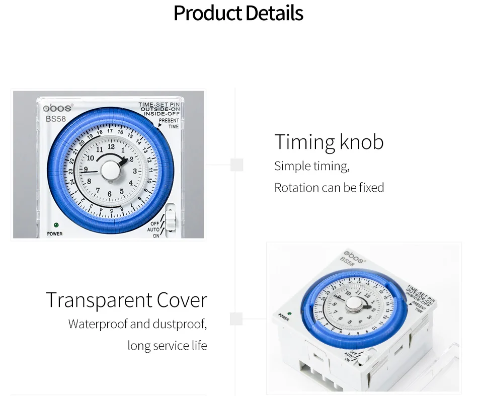 Небольшой отпечаток времени 220 В~ в маленький корпус механический таймер с 96 раз ВКЛ/ВЫКЛ в день Минимальная установка 15 минут