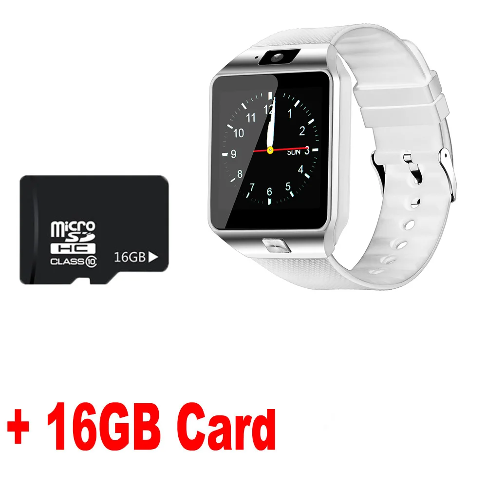 Chycet Bluetooth Смарт часы DZ09 Relojes Smartwatch TF SIM Камера для мужчин и женщин для IOS iPhone samsung huawei Xiaomi Android телефон - Цвет: white and 16 gb card