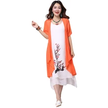 NYFS Summer long dress Fake two pieces Dress loose big Size Vestidos Elbise Robe M-4XL