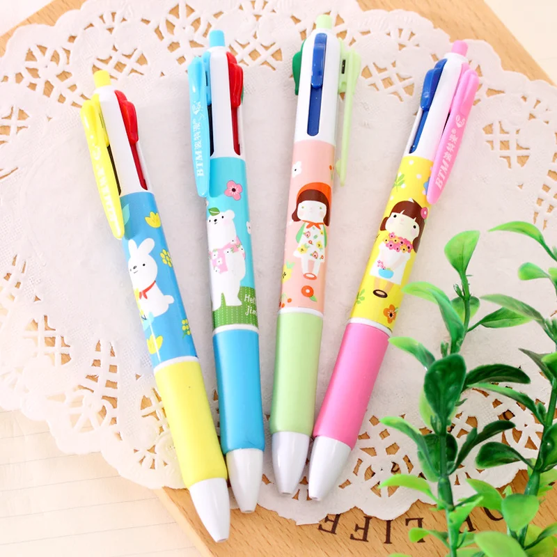 164 40 De Réduction2 Pièces Mignon Dessin Animé 4 Couleurs Tablier Fille Stylo à Bille Couleur Recharges Cadeau Bureau Papeterie Apprentissage