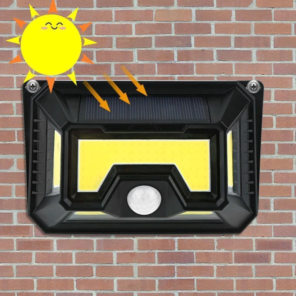 

New 154 COB LED Garden Solar Lights Solar IP44 Waterproof LED Wall Light Outdoor 3 Mode 270 Degrees Solar PIR Motion Sensor Lamp