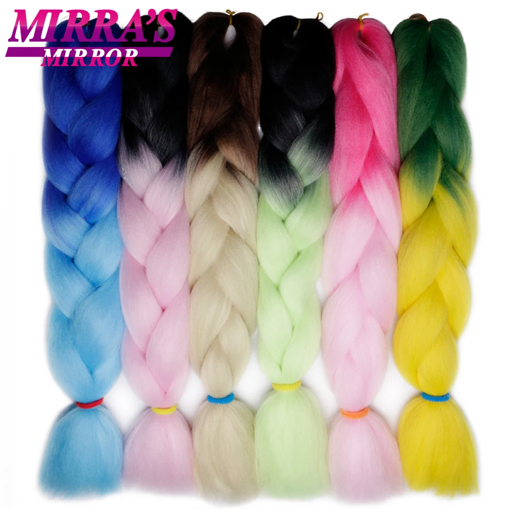 Mirra's Mirror 24inch 100g Synthetic Braiding Hair Extensions Crochet Hair Braid Ombre Jumbo Braids Hair Pink 2 Tone
