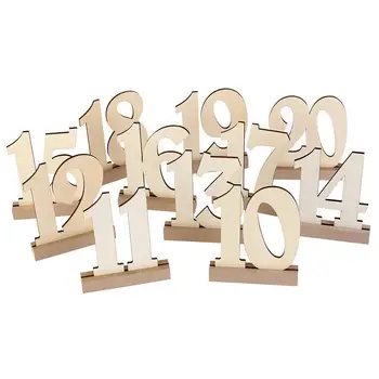 

Adeeing Wedding Supplies 1 to 20 Wooden Table Numbers with Holder Base for Home Decoration Catering Reception New Year