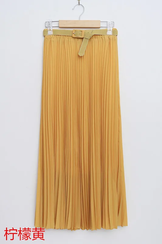 FATIKA шифоновая плиссированная юбка с высокой талией, великолепные юбки на осень и зиму, Юбки миди для женщин весна лето - Цвет: Yellow