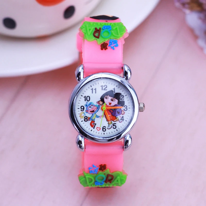 

2018 NEW Dora Explorer Leather 3D Children Cartoon Watches For Girls Lovely Gifts Kids Quartz Watches