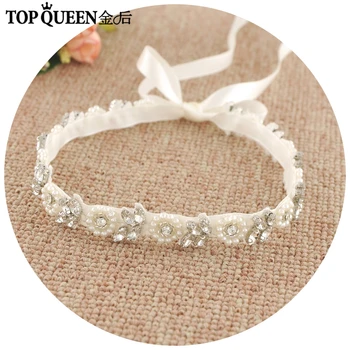 

TOPQUEEN H101 Fashion Rhinestone Headbands Hair Accessories Pearl Bridal Headband Wedding Bride Ribbon Headbands In Stock
