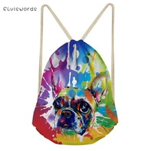 ELVIAWORDS маленький дамский рюкзак со стягивающим шнуром красочные собаки печать дорожная женская сумка школьная сумка для девочек Повседневная сумка для покупок пляжные сумки