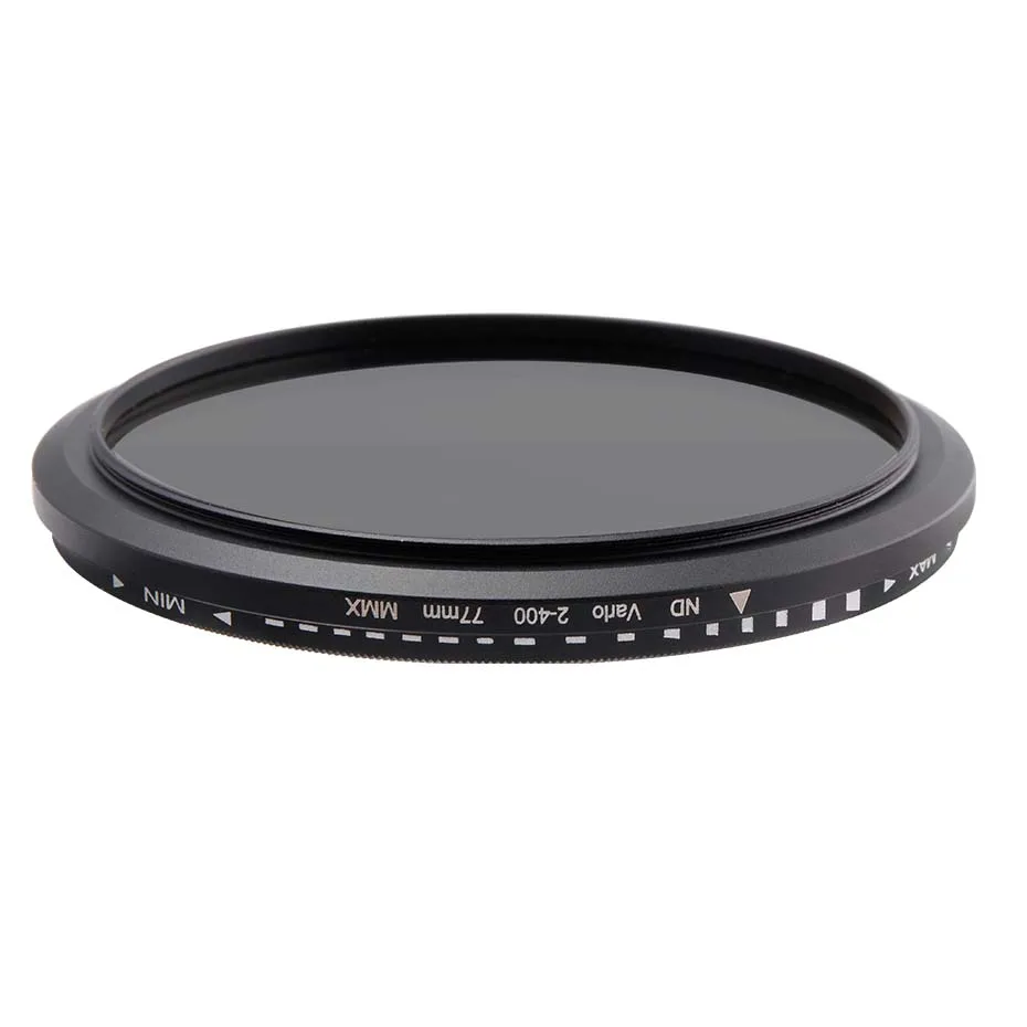 

Camera Filter Glass ND2-400 Neutral Density Fader Variable ND Filter Adjustable 30/37/40.5/43/46/49/52/55/58/62/67/72/77/82/86mm