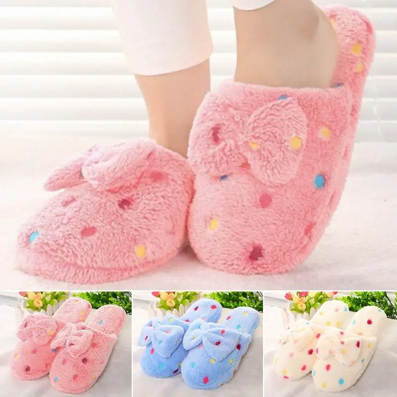 

Super Warm Kawaii Cute Lovely Women Bowknot Slippers Bedroom House Shoes Slippers Pink/ Sky Blue/ Beige
