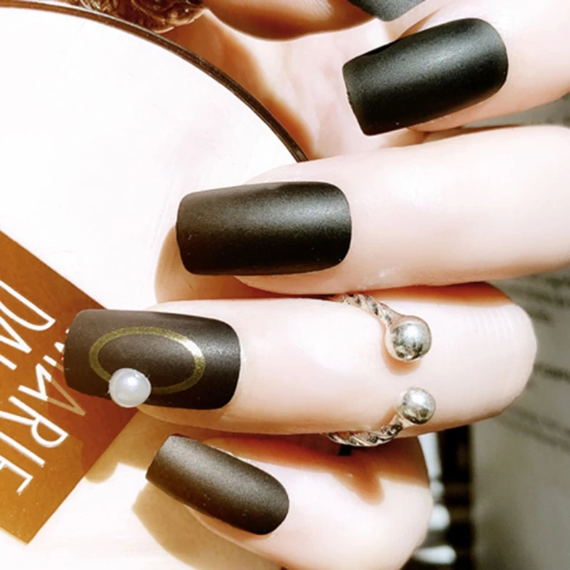 

24Pcs/Set French Style Acrylic Fake Nails Short False Nails Matte Frosted MS-8