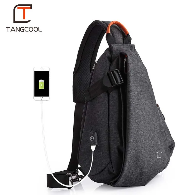 Tangcool Men Casual USB Charging Messenger Bag Fashion Men Shoulder