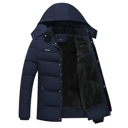 Men's Winter Thick Fleece Down Jacket New 2018 Hooded Coats Casual Thick Down Parka Male Slim Casual Cotton-Padded Coats XL-4XL
