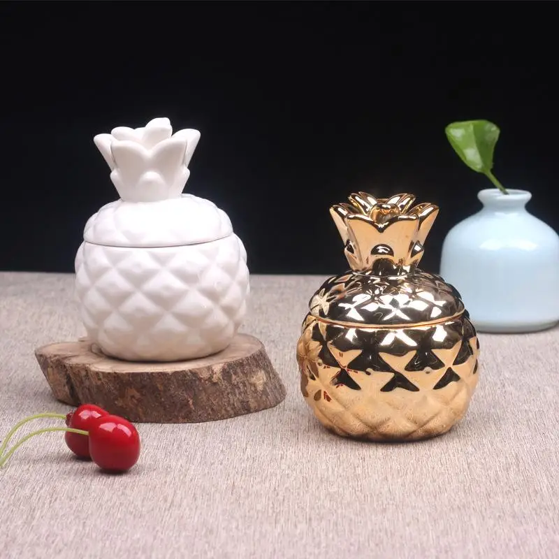 

Handmade Ceramic Pineapple Storage Tank Multipurpose Spices Candy Container Sealed Jars Jewelry Organizer Decoration Crafts