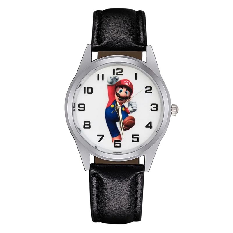 

Cartoon pretty Mario style Children's Watches Women's Students girls Boys Quartz Leather strap Wrist Watch Clock JC108