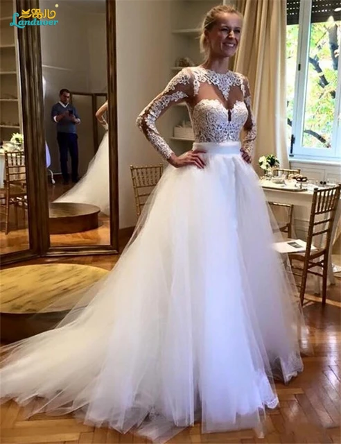 una línea de vestidos de novia 2017 vestido de noiva de encaje con