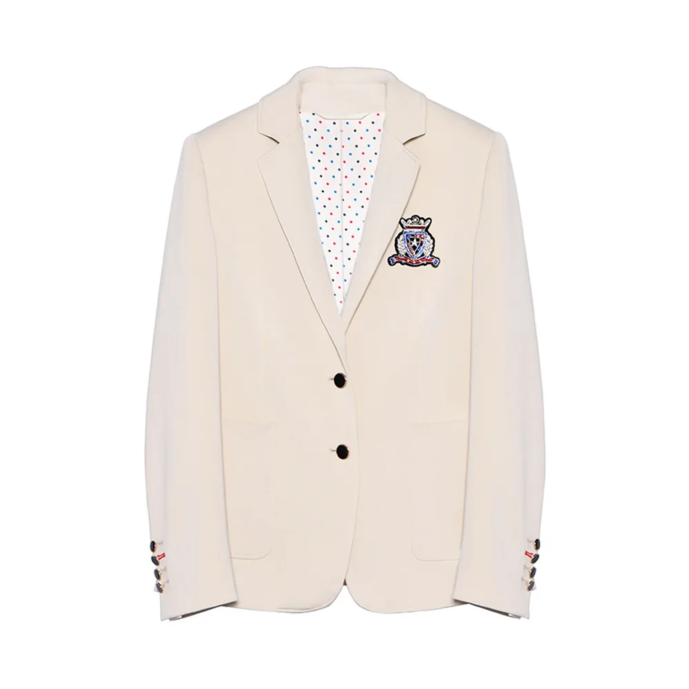 2019 Early Spring New Knitted Lapel Badge Small Suit Casual Coat Button  Single Breasted Women Jackets and Coats Suit