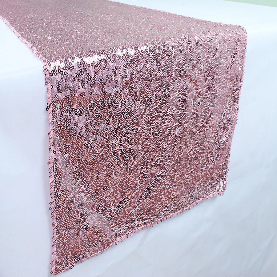12 x 132 Inch Pink Sequined Table Runners Wedding Event Party Banquet