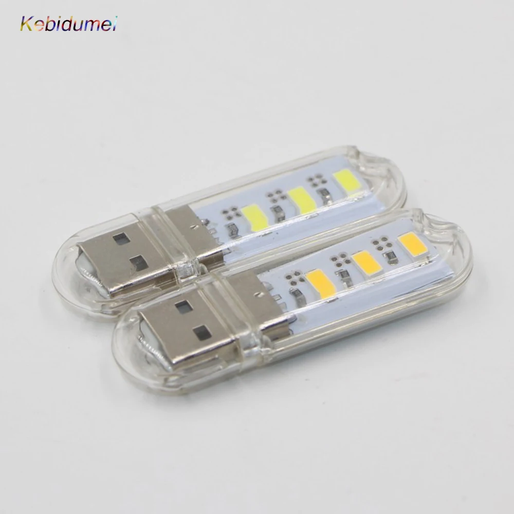 

1pc 5V USB LED Night Light 3 LED 8 LED Keychain Desk Reading lamp Camping Book USB Gadget for Notebook Computer PC Power
