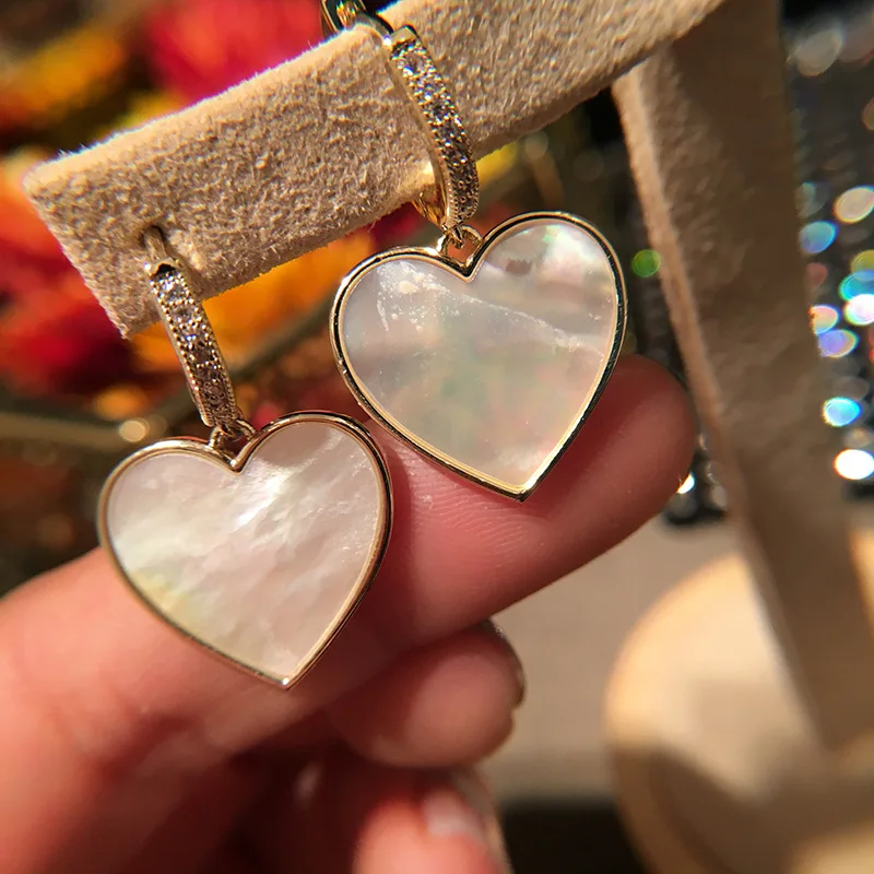 

Micro Paved AAA Cubic Zirconia Heart Shape Shell Stud Earring Ladies Girls Cute Romantic Earring Women Fashion jewelry