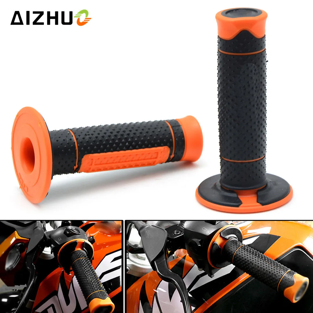 7/8&amp;amp;quot; 22mm Motorcycle Hand Grips Handle Rubber Bar Gel Grip Orange Modified Accessory For   125 200 390 690 990 Motocross