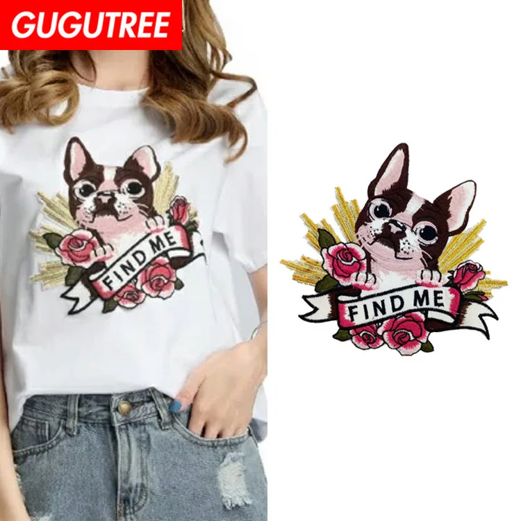 

GUGUTREE embroidery big dogs patches animal patches badges applique patches for clothing ZM-114