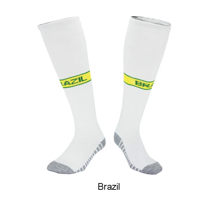 Новинка; футбольные носки для мальчиков и девочек; спортивные носки для мальчиков и девочек; Прямая поставка - Цвет: brazil white