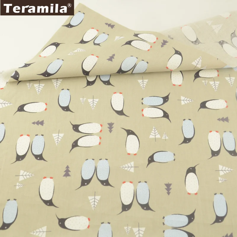 

Teramila Cotton Fabric News Printed Cartoon Penguin Designs Grey Tissue Clothing Sewing Patchwork Quilting Decoration Tecido