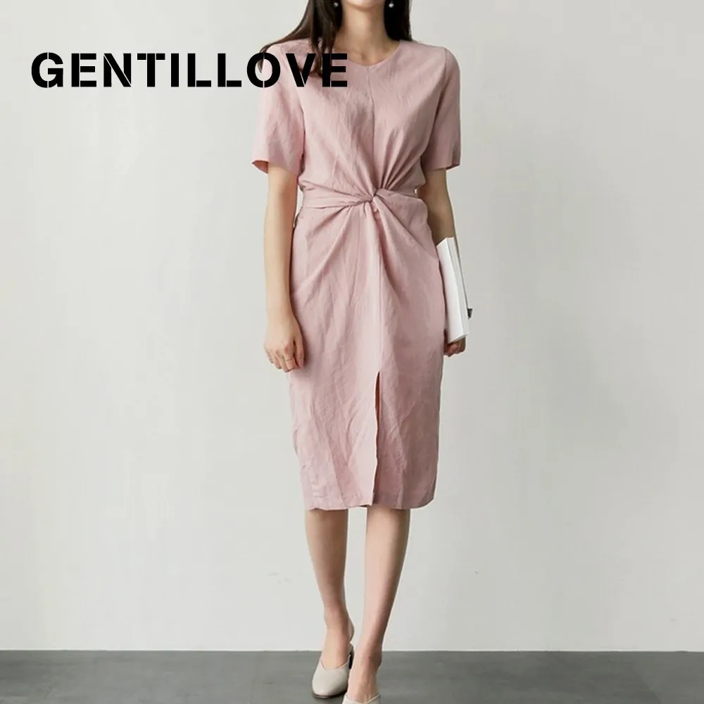 Женское офисное платье миди Gentillove элегантное винтажное с коротким рукавом и
