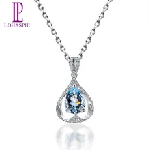Lohaspie Алмазный Ювелирные изделия из твердого белого золота 14 к 0.99ct натуральный драгоценный камень Аквамарин кулон камень ювелирные изделия для мартовского подарка на день рождения