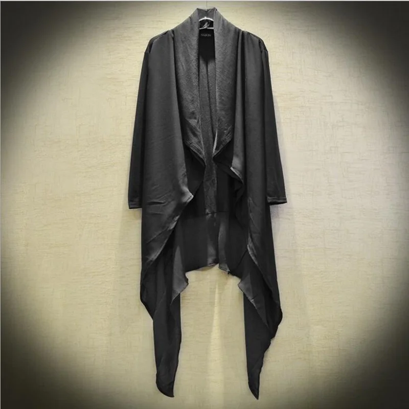Spring Summer Men Loose Style Hip Hop Punk Long Trench Coat Cloak Men Nightclub Vintage Cape Streetwear Long Jacket Spring Summer Men Loose Style Hip Hop Punk Long Trench Coat Cloak Men Nightclub Vintage Cape Streetwear Long Jacket