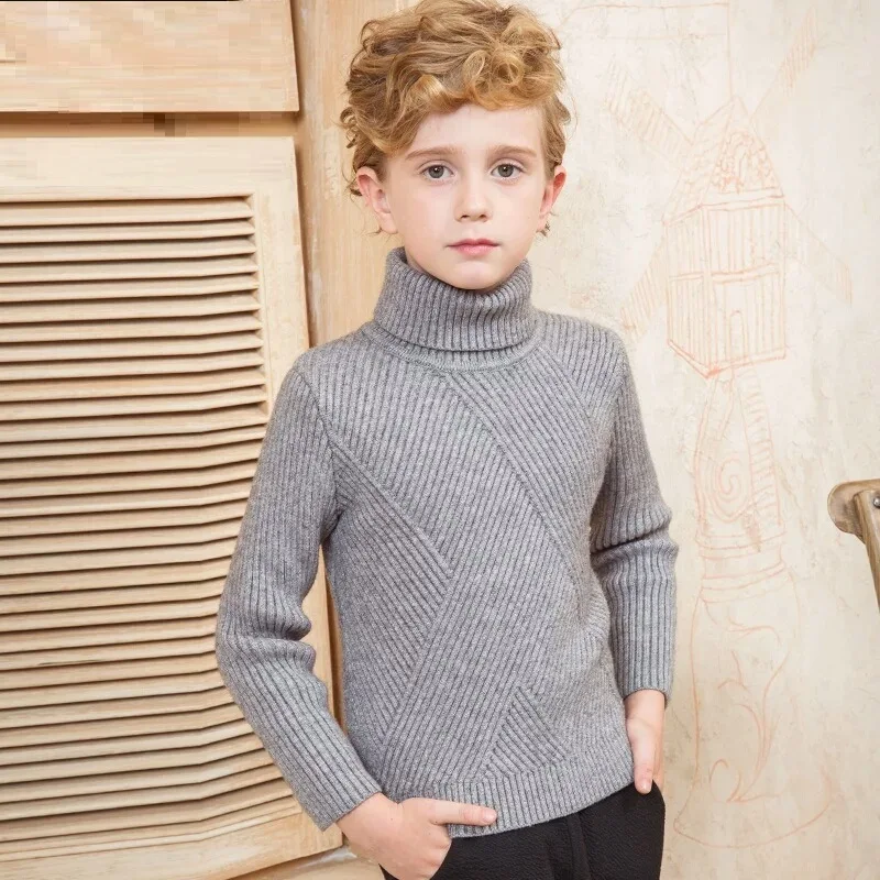 

Boys Turtleneck Cashmere Sweater 2018 Spring Autumn Children Knitwear Patterns Boys Sweater Kids Fashion Outerwear Age 6-16 T