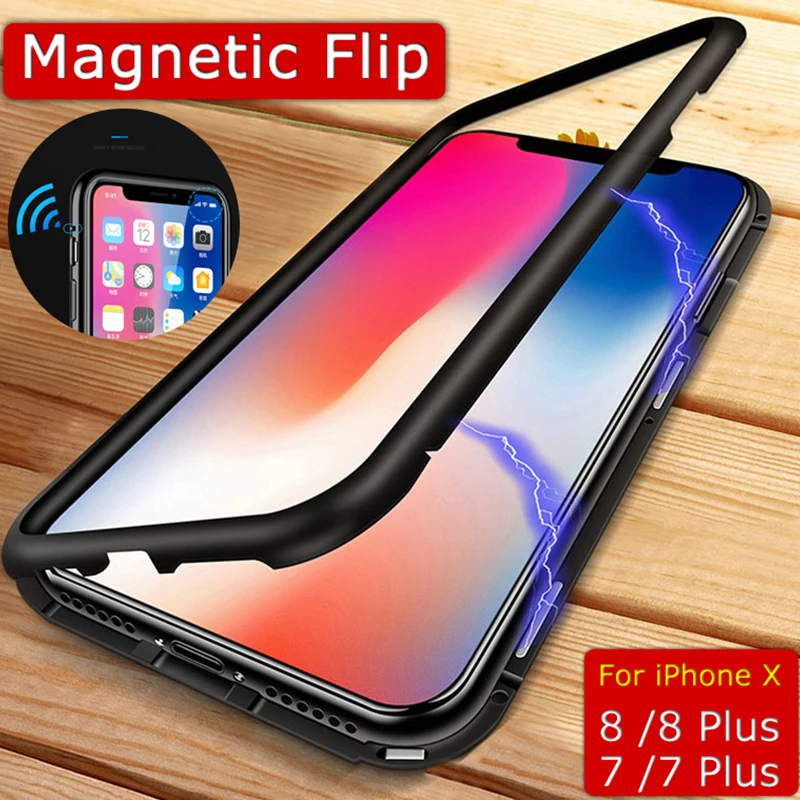 

Pushingbest Flip Cover Case for iphone 7 plus 8 plus Magnetic Flip Leather Case for iphone X For Iphone 7 8 plus Wallet Cover
