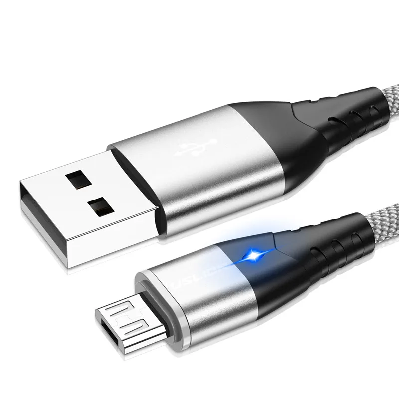 USLION 3а Магнитный USB кабель для type C Магнитный зарядный кабель для быстрой зарядки Micro USB кабель для samsung Xiaomi телефонный кабель - Цвет: Серебристый