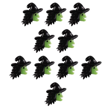 

50pcs the New Halloween Party Black Witch Resin Scrapbooking Hair Bow Clip Center Crafts Embellishment Charms Cabachons